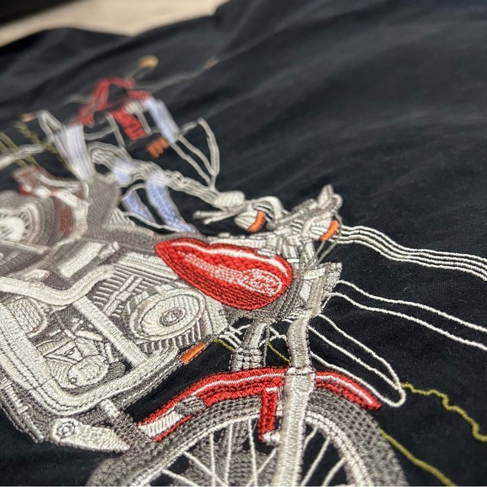 Harley Davidson Embroidered Shirt Mens Size XXL Black Vintage SILK RARE - Picture 5 of 9